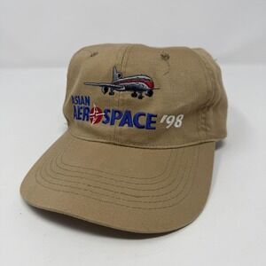 Vintage Asian Aerospace 98 Hat Cap Strap Back Beige Mens One Size Aviation 90s